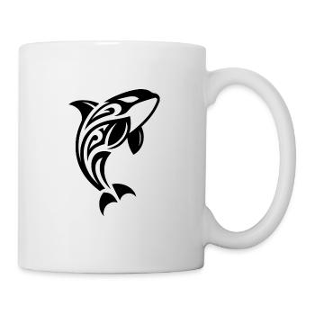 Springender Orca Tribal Tattoo Style - Tasse - Weiß - Rechts