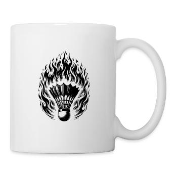 Badminton Ball in Flammen und Feuer Style - Tasse - Weiß - Rechts