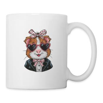 Coole Meerschweinchen mit Herz-Sonnenbrille - Tasse - Weiß - Rechts
