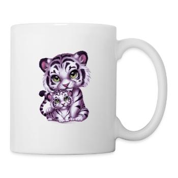 Weißer Tiger mit Tiger Mutter - Tasse - Weiß - Rechts