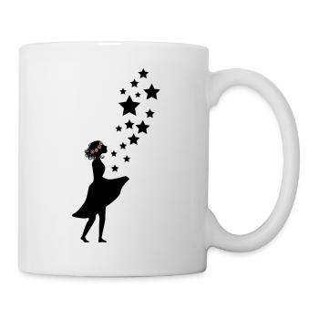 Blumen-Mädchen mit Sternenhimmel - Tasse - Weiß - Rechts