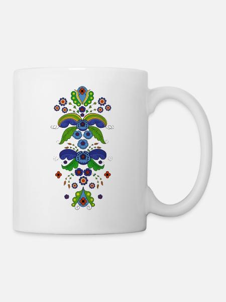 Folklore Blumen Kostüm - Kurbits - Tasse - Weiß