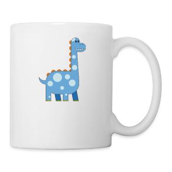 fröhlicher Dinosaurier Kuscheltier Kind süß Urzeit - Tasse - Weiß - Rechts