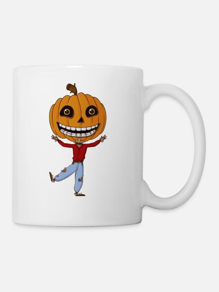 Comic Kürbis Vogelscheuche Halloween - Tasse - Weiß