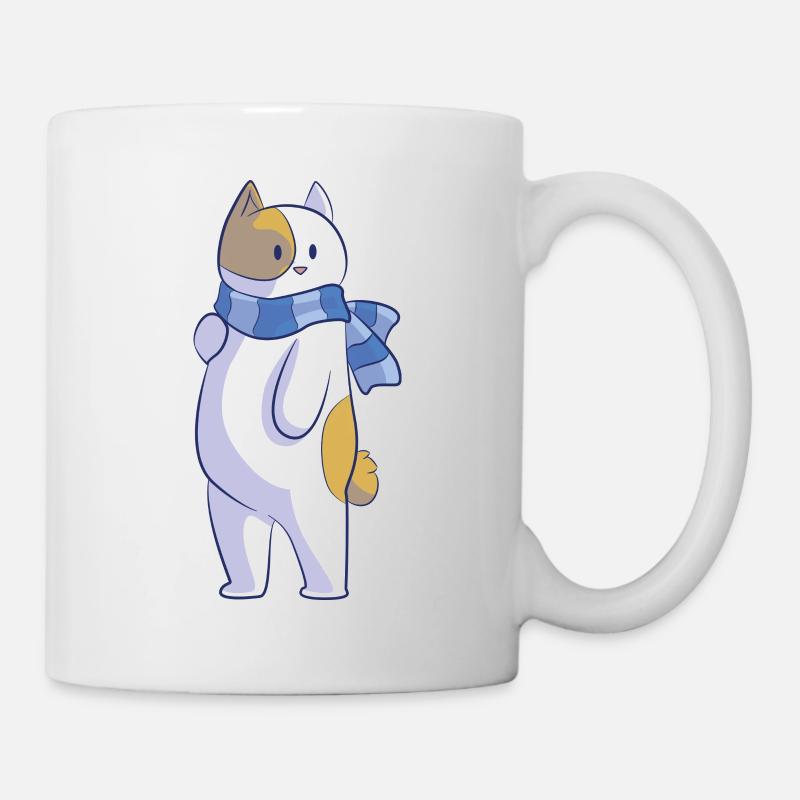cat with scarf - Mug - white