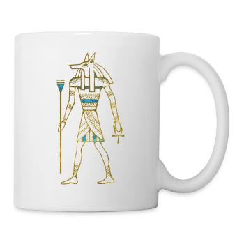 Anubis Egyptian Gold and blue stained glass - Mug - white - Right