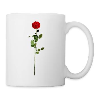 Rose mit Stiel - Tasse - Weiß - Rechts