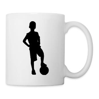 Junge spielt Fußball - Tasse - Weiß - Rechts
