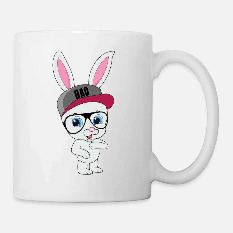 Lapin cool avec capuchon et lunettes - Mug blanc - blanc