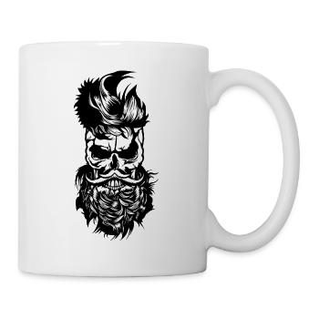tete de mort hipster skull barbu barbe moustache m - Mug blanc - blanc - Droite