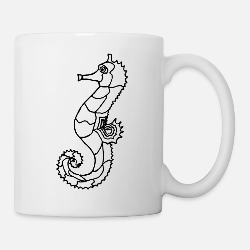 Seahorse black - Mug - white