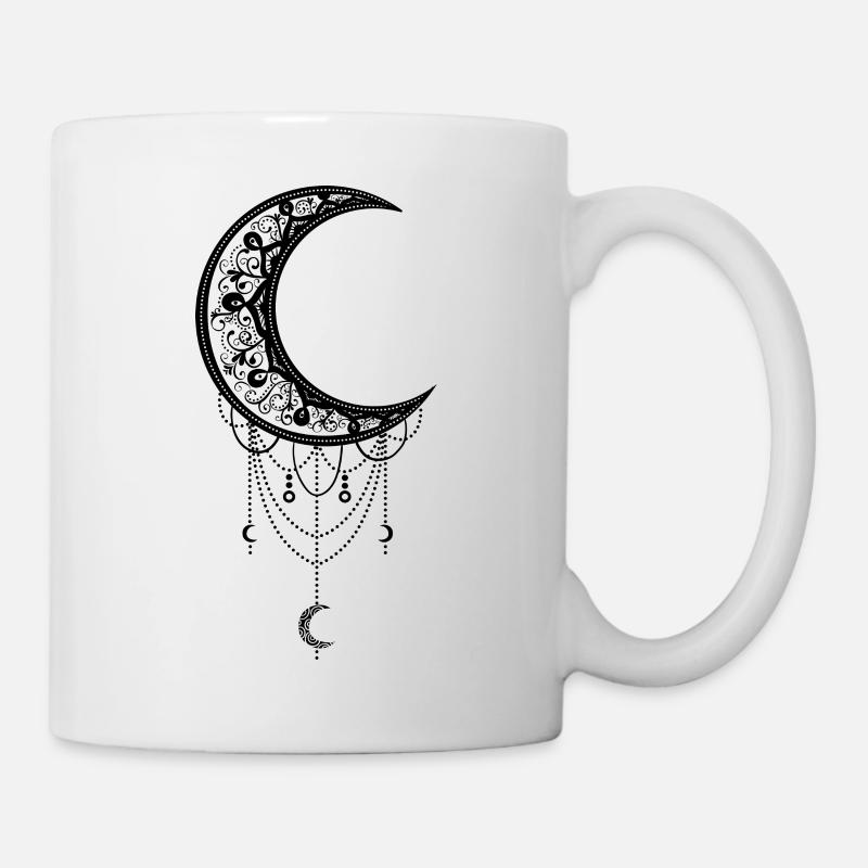 Crescent Moon Moon Floral Moon Design - Mug - white