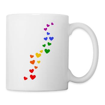 Fierté des coeurs arc-en - Mug blanc - blanc - Droite