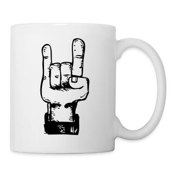 Rock and roll de la main - Mug blanc - blanc - Droite