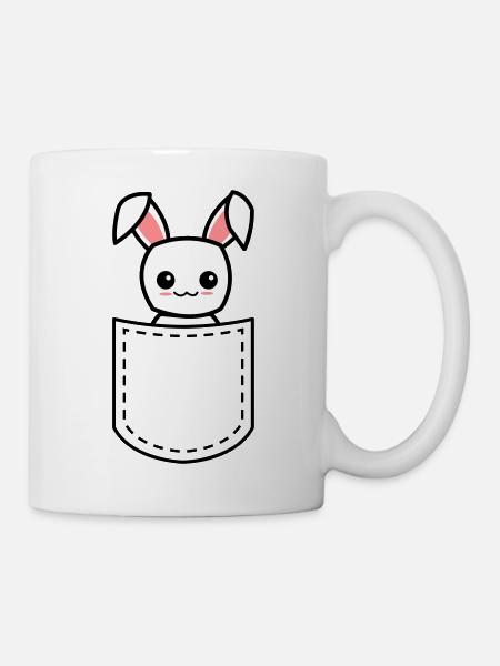 lapin dans une poche - Mug blanc - blanc