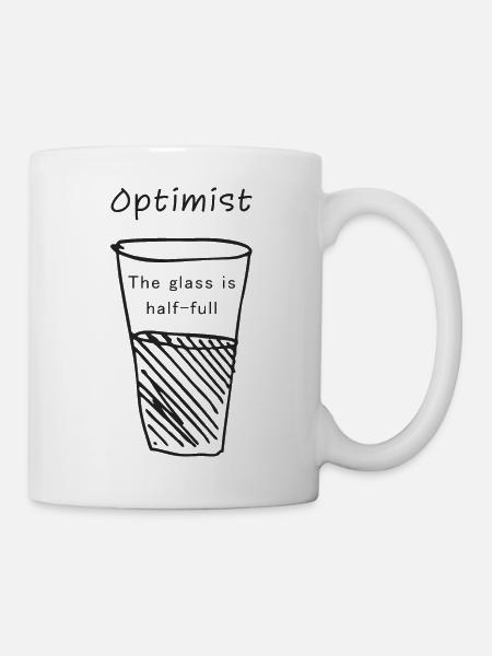Optimist - Le verre est à moitié plein - idée cadeau - Mug blanc - blanc