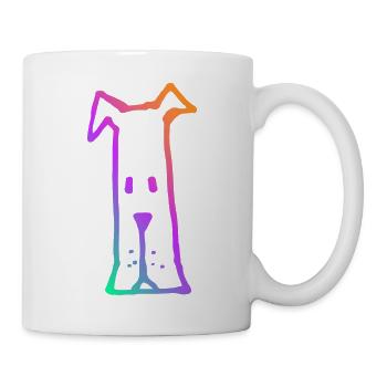 Modernes Neon Hunde Shirt - Tasse - Weiß - Rechts