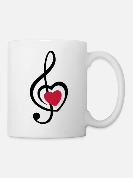 musique coeur rouge - Mug blanc - blanc