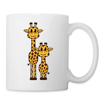 2 Giraffes Mom Daddy Family Young Child Animals - Mug - white - Right