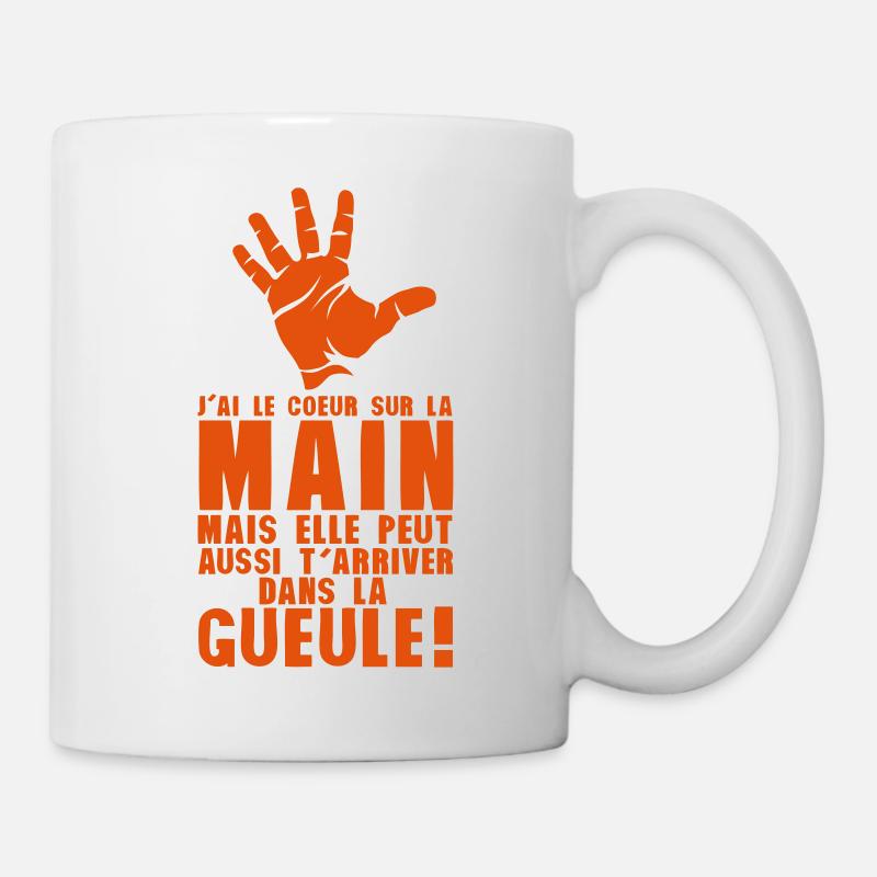 coeur sur main arriver sur la gueule - Mug blanc - blanc