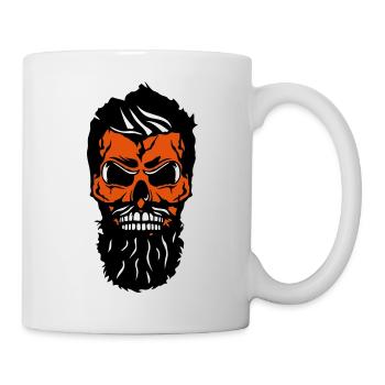 skull hipster skull beard mustache 2 - Mug - white - Right