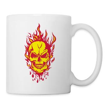 skull blood drop flame fire - Mug - white - Right