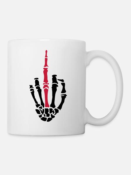 middle finger skulls - Tasse - Weiß