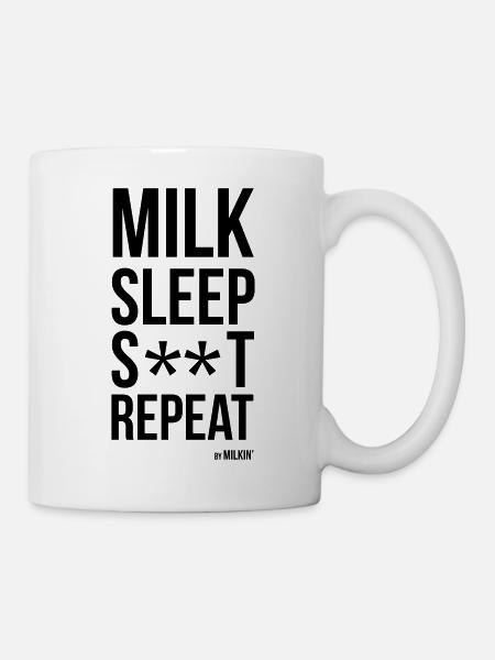 Milkin' - Repeat - Breastfeeding - Tasse - Weiß