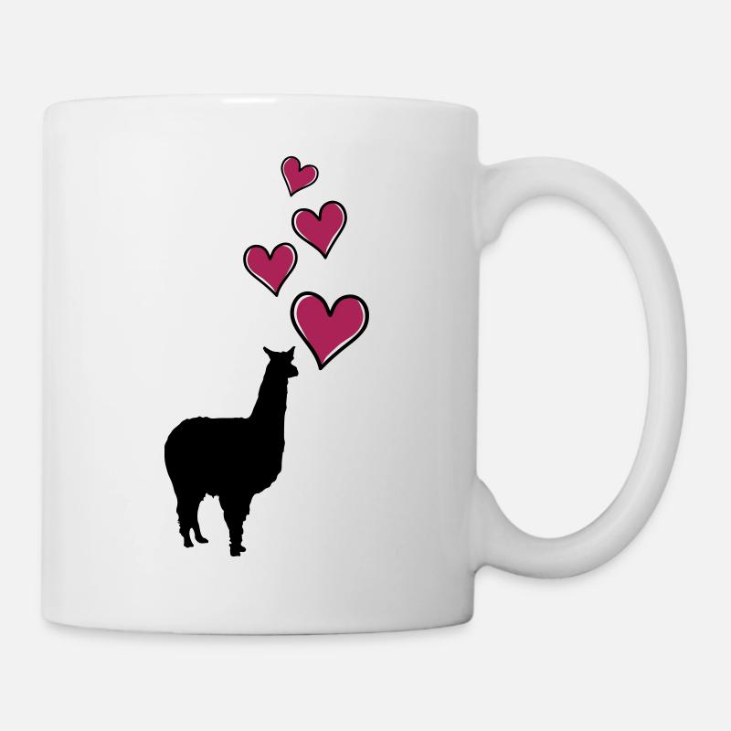 lama herzen - Tasse - Weiß