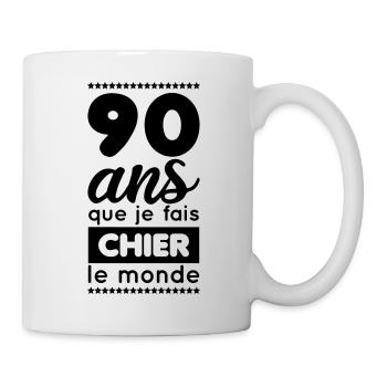 Anniversaire - 90 ans que je fais chier le monde - Mug blanc - blanc - Droite