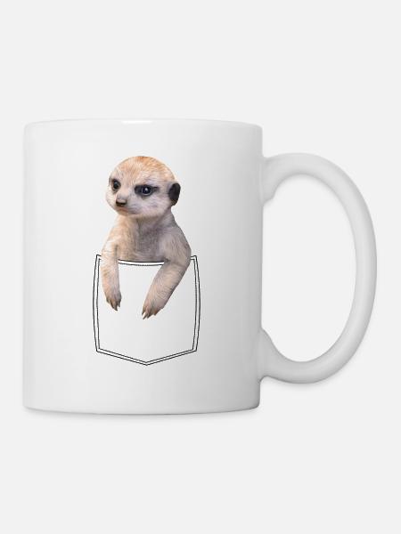 Erdmännchen Meerkat in Brusttasche Hemdtasche - Tasse - Weiß