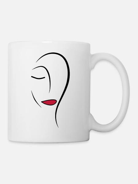 Face de dessin au trait - Mug blanc - blanc