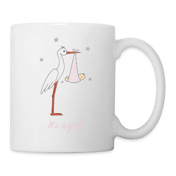 Stork with girl - Mug - white - Right