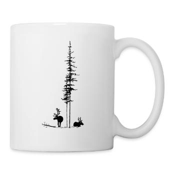 Rentiere mit Tannen - Tasse - Weiß - Rechts