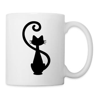 Katze - Chat - Cat - Silhouette - Tasse - Weiß - Rechts