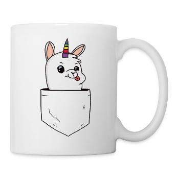 Lama with Unicorn Hides in Breast Pocket - Mug - white - Right