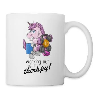 Fitness est ma thérapie doux Licorne design - Mug blanc - blanc - Droite