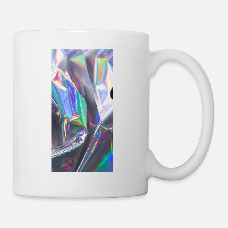 Glitchy Pattern Texture; Hologramm Aluminium Synth - Tasse - Weiß