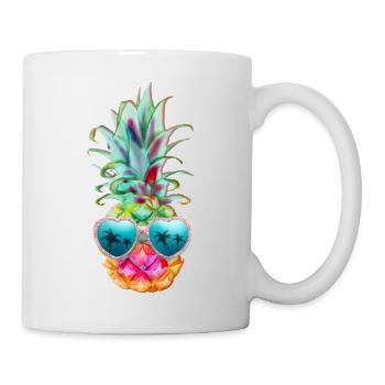 pineapple with sunglasses - pineapple and glasses - Mug - white - Right
