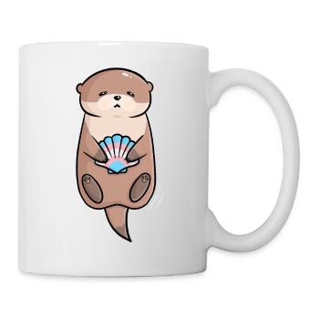 Cute Otter Shell Trans Queer Flag Flag LGBTQ - Mug - white - Right