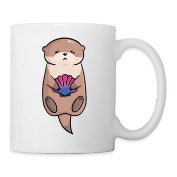 Cute Otter Shell Bi Queer Flag Flag LGBTQ - Mug - white - Right