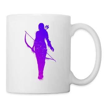 Bogenschießen Damen Mädchen Silhouette Archery Bog - Tasse - Weiß - Rechts