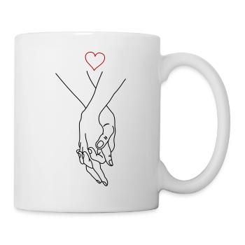 hands couple heart - Mug - white - Right