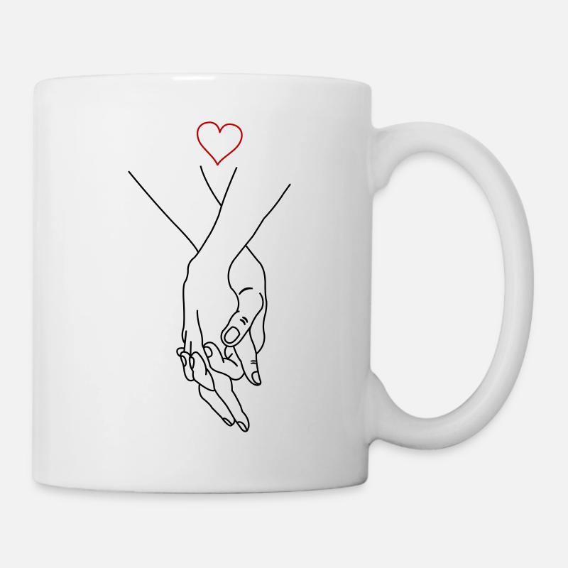 mains couple coeur - Mug blanc - blanc