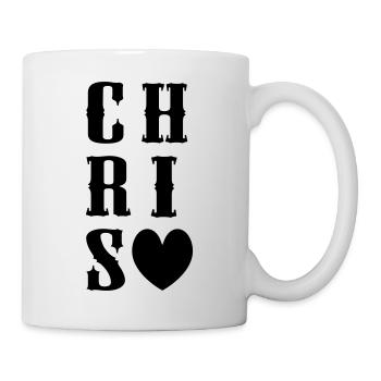Chris Name mit Herz - Tasse - Weiß - Rechts