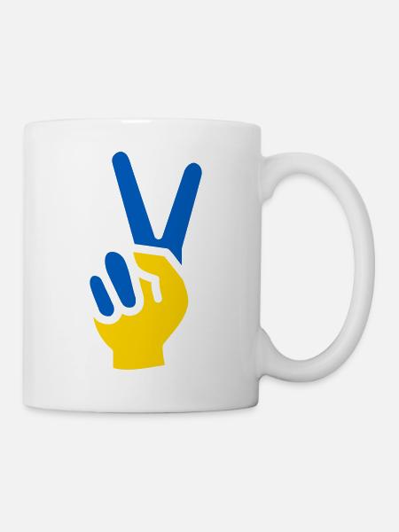 Ukraine Peace Hand Zeichen - Tasse - Weiß