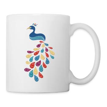 Bunter Pfau - Tasse - Weiß - Rechts