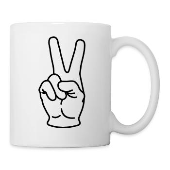 Signe de paix drôle 2 ans 2ème anniversaire cadeau - Mug blanc - blanc - Droite