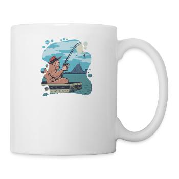 Angler Fischer Angeln Fischen Angelrute Geschenk - Tasse - Weiß - Rechts