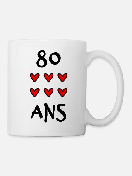 80 ANS. 80e ANNIVERSAIRE. ANNIVERSAIRE 80 ANS. 80 - Mug blanc - blanc